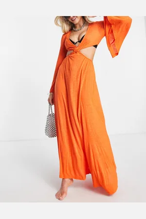 ASOS Vestito da mare lungo con cut-out in vita e maniche oversize