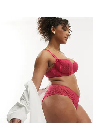 ASOS ASOS DESIGN Curve - Minnie - Brasiliana rosa in rete con cuori