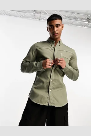 ASOS Camicia in denim kaki skinny