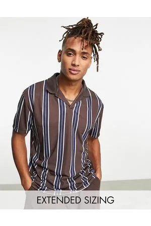 ASOS Polo comoda a righe blu navy e