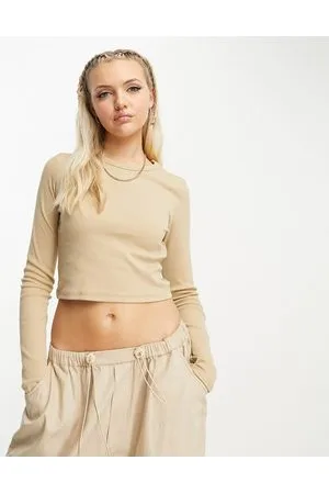 JJXX Feline - Crop top beige a coste