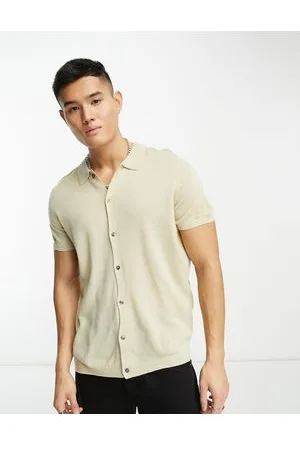 New Look Polo a maniche corte con bottoni color avena