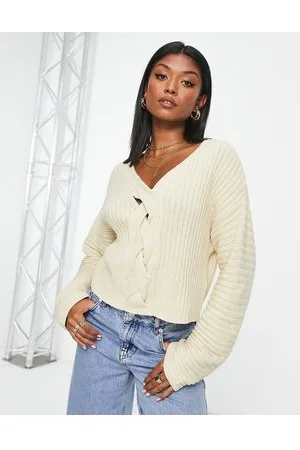 NA-KD Maglione lavorato intrecciato beige