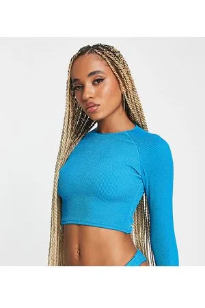 Rhythm Top bikini a maniche lunghe stile surf cobalto