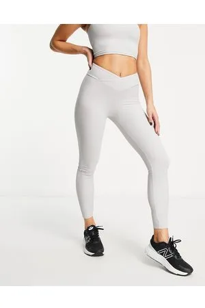 South Beach Leggings a vita alta a coste grigi avvolgenti in vita