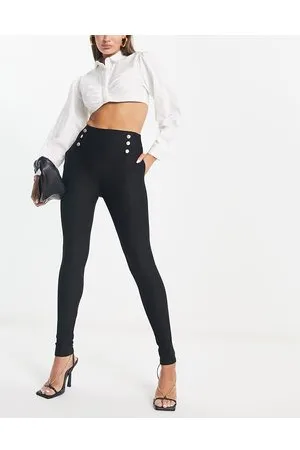 ASOS Pantaloni neri con pinces e bottoni stile militare