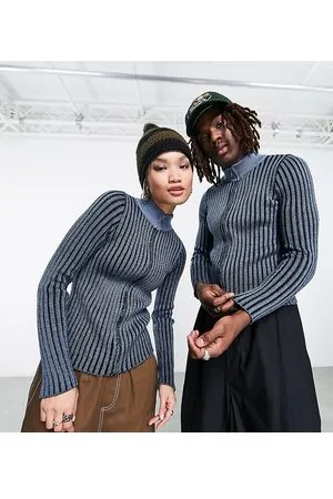 COLLUSION Unisex - Maglione tono su tono con zip