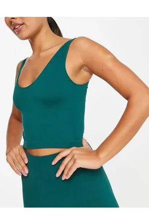 HIIT Essential - Canotta a coste senza cuciture con scollo profondo