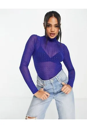 ASOS Body blu in rete con strass applicati a caldo