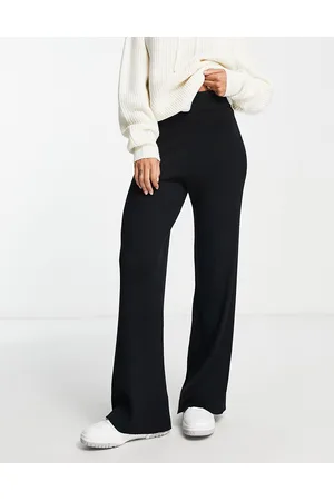 Gianni Feraud Donna Joggers - Joggers con fondo ampio neri in maglia a coste