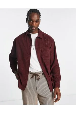 ASOS Camicia oversize squadrata color mora in velluto a coste testurizzato