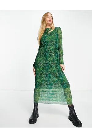& OTHER STORIES Vestito midi in rete verde con stampa