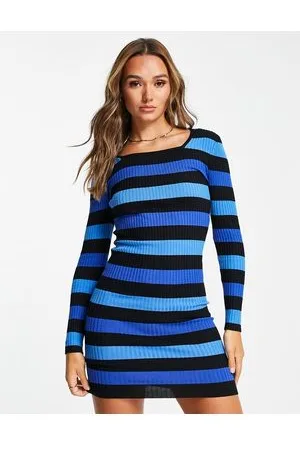 Gianni Feraud Vestito midi a maniche lunghe a righe larghe