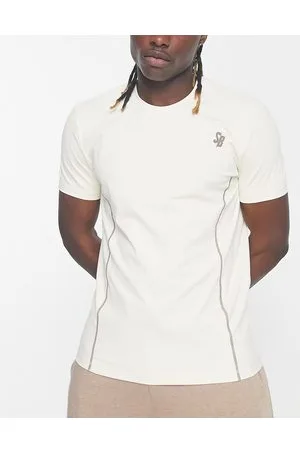 South Beach T-shirt crema con cuciture overlock