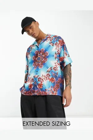 ASOS Camicia squadrata oversize in raso con stampa floreale effetto caleidoscopio