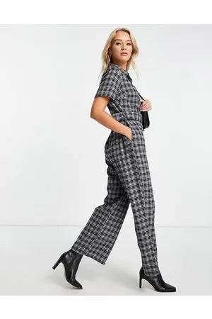 Lola May Tuta jumpsuit a fondo ampio a quadri con zip