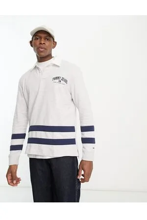 Tommy Hilfiger Polo stile rugby comoda mélange a righe con logo college