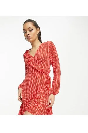ONLY Vestito corto avvolgente e bianco con stampa e volant