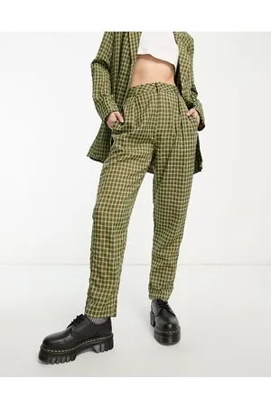 Heartbreak Pantaloni sartoriali verdi a quadri in coordinato