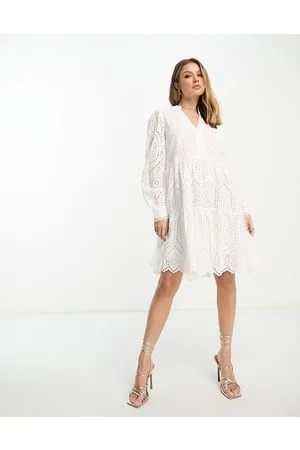 Y.A.S Vestito corto a maniche lunghe in pizzo con scollo a V
