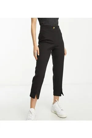 River Island Pantaloni a sigaretta con spacco anteriore neri
