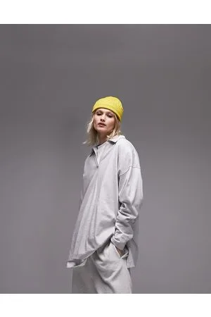 Topshop Polo oversize a maniche lunghe premium basic mélange