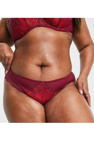 Ann Summers Curve - Brasiliana seducente in pizzo e bordeaux con dettagli in filato metallizzato