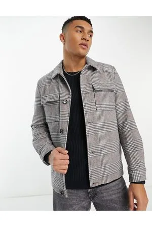 Harry Brown Giacca harrington comoda grigia a quadri