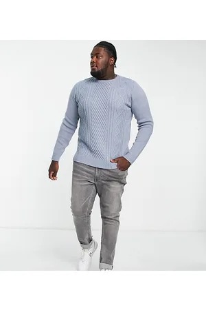 Le Breve Plus - Maglione lavorato a trecce e rombi chiaro