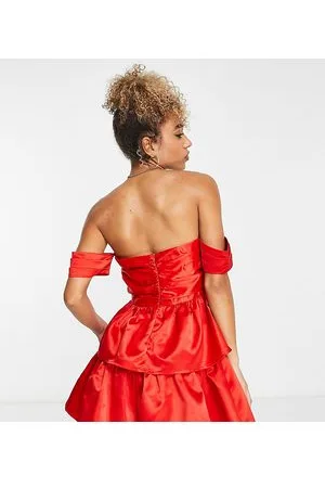 Collective The Label Esclusiva - Valentines - Vestito corto arricciato con scollo alla Bardot