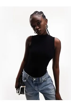 ASOS Body senza maniche accollato nero a coste