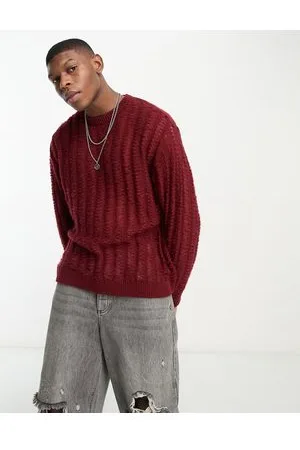 ASOS Maglione soffice in maglia bordeaux traforato