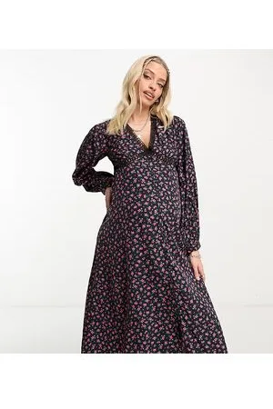 Violet Romance Maternity Vestito midi a fiori con finiture in pizzo