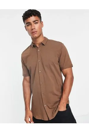 New Look Camicia color cioccolato attillata in jersey