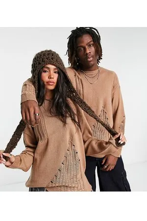 COLLUSION Unisex - Maglione in maglia invecchiata neutra