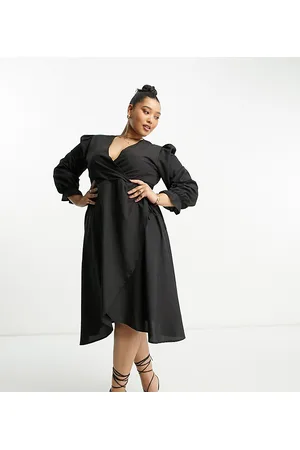 Ax Paris Vestito midi a portafoglio nero