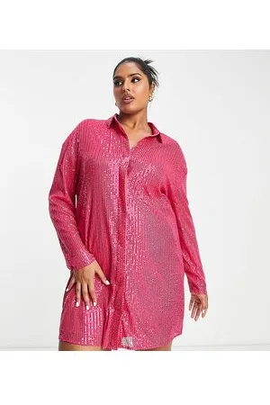 Lola May Lola May Plus - Vestito camicia corto con paillettes