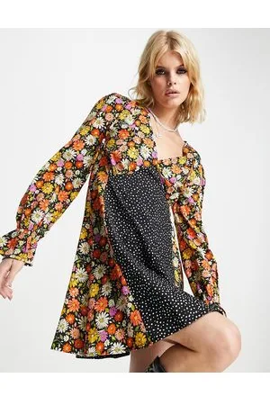 VIOLET ROMANCE Vestito corto con stampa mista a fiori e pois