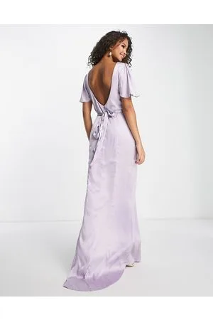 ANAYA Bridesmaid - Vestito lungo in raso con scollatura sul retro lilla