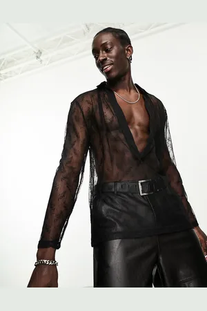 ASOS Polo comoda in pizzo trasparente con profondo scollo a V