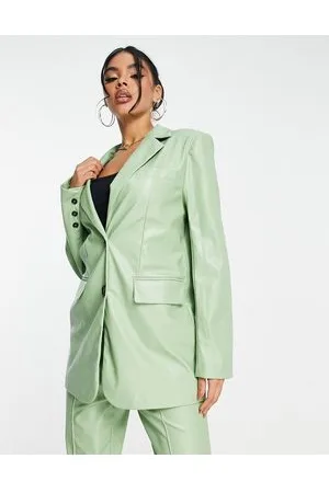 Aria Cove Blazer oversize in pelle sintetica salvia in coordinato