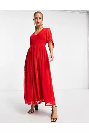 Never Fully Dressed Vestito al polpaccio con maniche allacciate e cuori glitterati