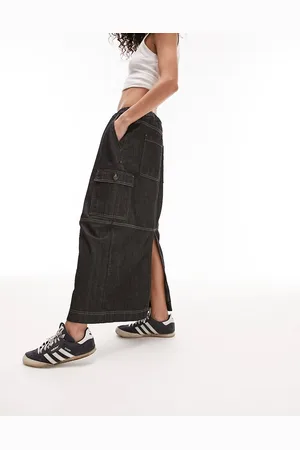 Topshop Gonna di jeans nera con fermacorda