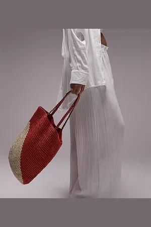 Topshop Curve - Pantaloni da mare casual testurizzati bianchi in coordinato