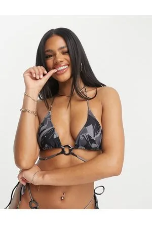 Candypants Top bikini a triangolo avvolgente con stampa astratta
