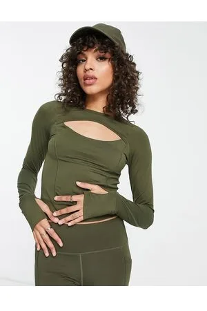 Tala Skinluxe - Top kaki a maniche lunghe con cut-out