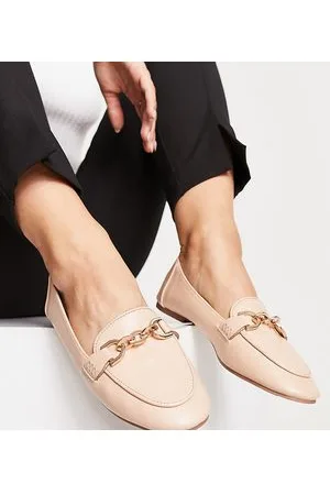 London Rebel London Rebel - Mocassini a pianta larga beige con finiture in metallo