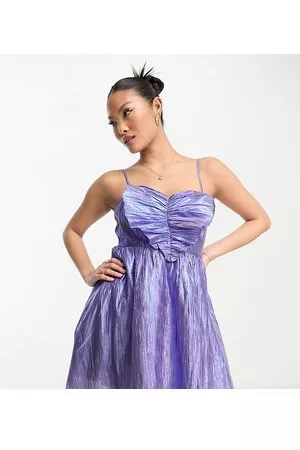 Collective The Label Esclusiva - Vestito corto a pieghe 3D iridescente metallizzato