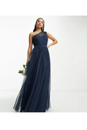ANAYA Vestito lungo per damigella monospalla in tulle color