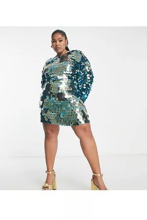 ASOS ASOS DESIGN Curve - Vestito corto con paillettes a disco e dettaglio a strati